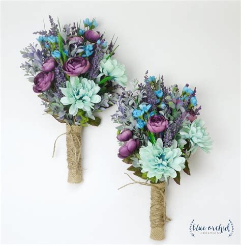 Wildflower Bouquet Lavender Bouquet Turquoise Teal Purple