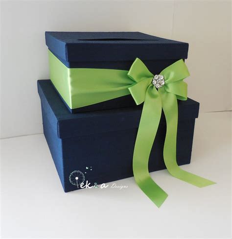 Wedding Gift Card Box / Wedding Card Box / Wedding Money Box / Wedding Card Holder / 2 Tier navy ...