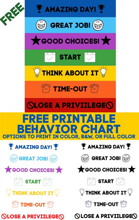 Free Printable Behavior Management Behavior Chart