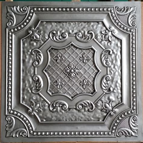 PL04 Faux finished artistic antique silver ceiling tiles 3D embossed splashback store shop pub ...