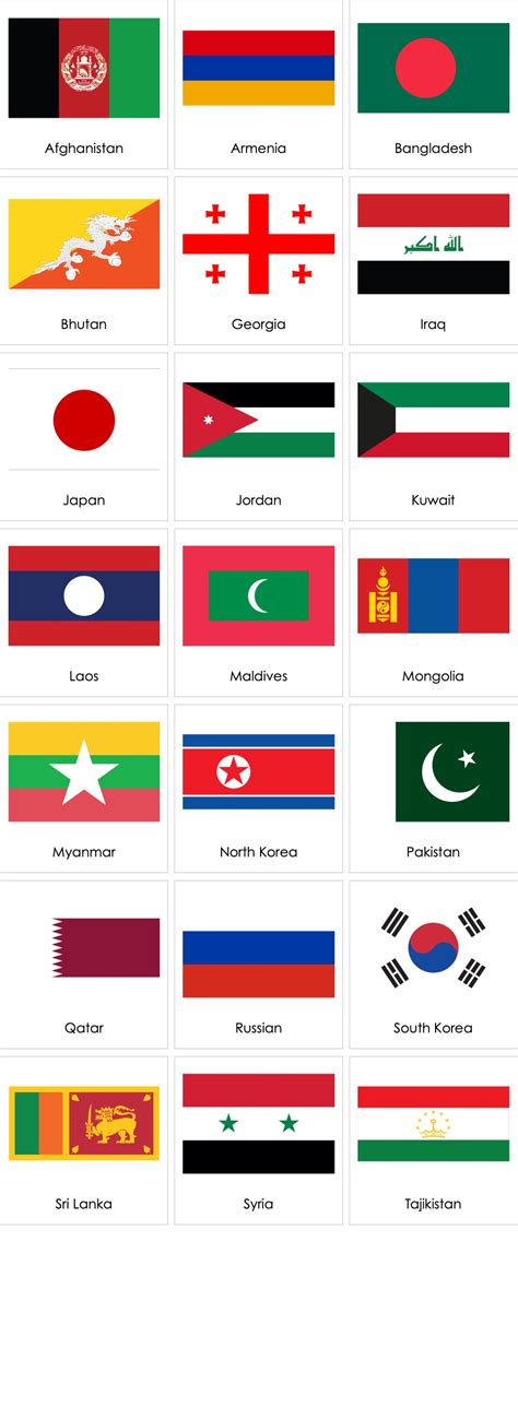 Flags Of Asian Countries With Names