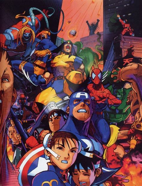 Marvel Super Heroes vs. Street Fighter, Promo Art [920x1200] | Capcom art, Street fighter art ...