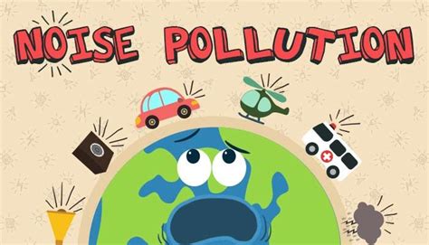 an image of a cartoon earth with the words noise pollution on it and various vehicles around it