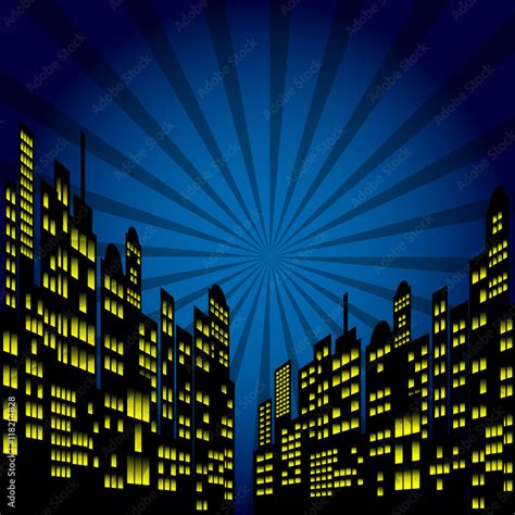 Style Cartoon Night City Skyline Background. Stock Vector | Adobe Stock