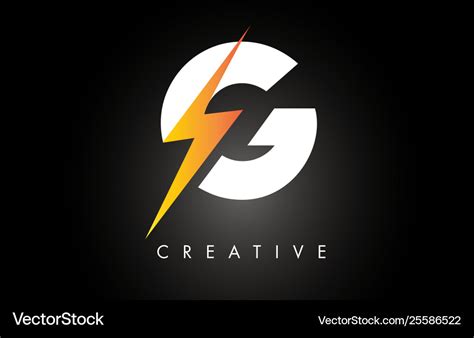 G letter logo design with lighting thunder bolt Vector Image