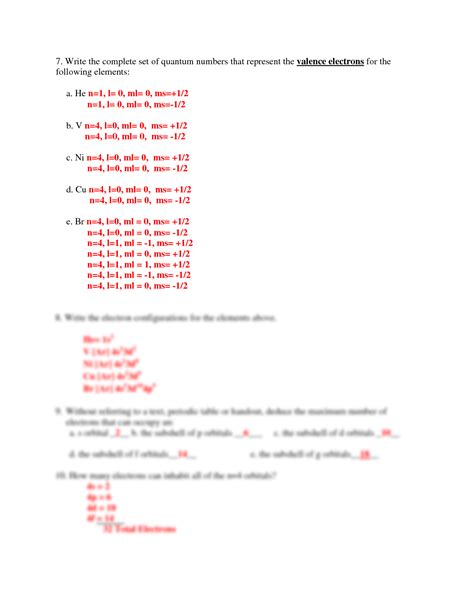 Quantum Number Practice Worksheet - Set 2 | PDF - Worksheets Library