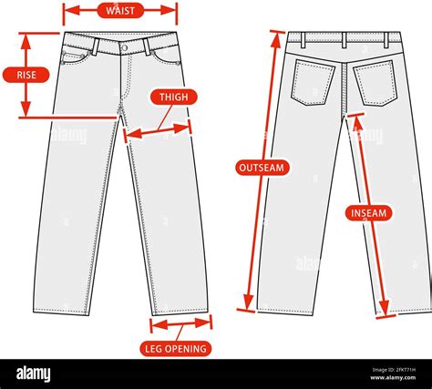 Clothing size chart vector illustration ( Slim denim pants Stock Vector Image & Art - Alamy