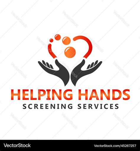 Helping hands logo design with heart Royalty Free Vector