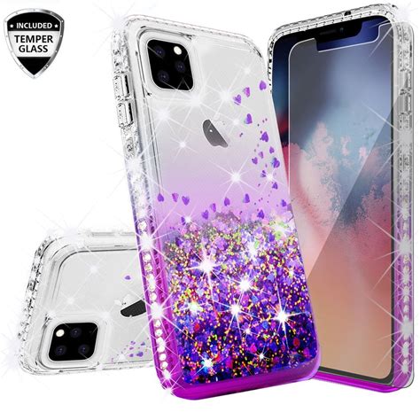 iPhone 11 Case, Glitter Liquid Floating Bling Sparkle Quicksand Waterfall Shock of Phone Case ...