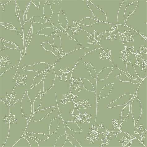 Sage green leaf Wallpaper - Peel and Stick or Non-Pasted