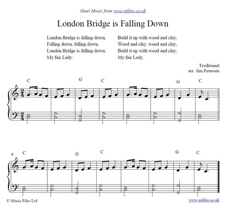 London Bridge is Falling Down: a traditional Children's Song - download PDF Sheet Music, midi ...