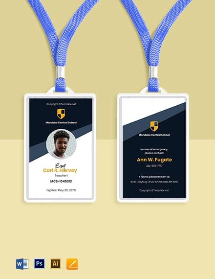 FREE School ID Card Template - Download in Word, Google Docs, PDF, Illustrator, Photoshop, Apple ...