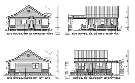 Elevation drawing of a house design with detail dimension in AutoCAD - Cadbull