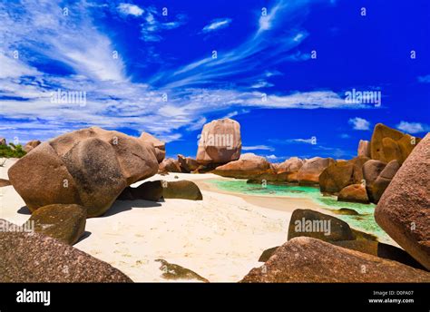 Tropical beach at Seychelles Stock Photo - Alamy