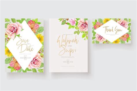 Premium Vector | Watercolor floral and leaves background and border wreath invitation card design