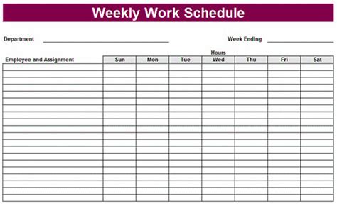 free printable work schedule Free printable work schedule