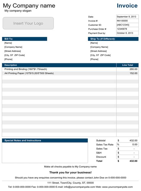 Simple Invoice Template for Excel