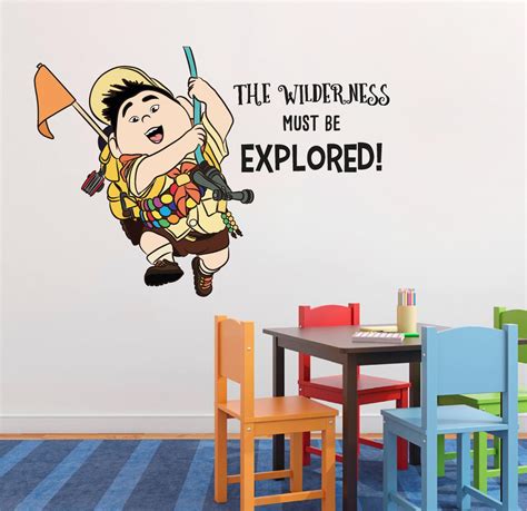 Russell Wilderness Up Movie Cartoon Quotes Decors Wall Sticker Art Design Decal for Girls Boys ...