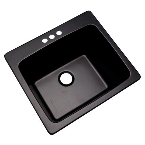 Black Granite Utility Sink 25 x 22 in. Deep Bowl Drop-In Self Rimming 3-Hole Tub 692054000626 | eBay