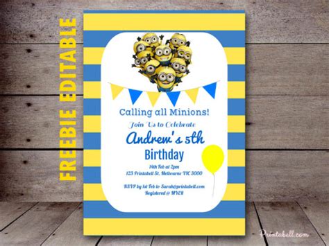 20+ Editable Minions Birthday Invitation Template | invite