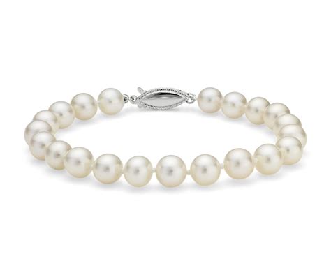 Freshwater Cultured Pearl Bracelet in 14k White Gold (7.0-7.5mm) | Blue Nile