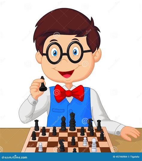 Kids Playing Chess Cartoon