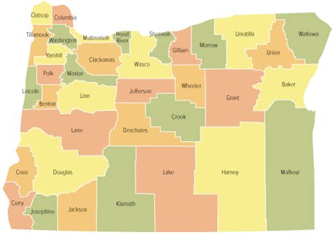 State Of Oregon Map Of Counties - Drusie Kimberlyn