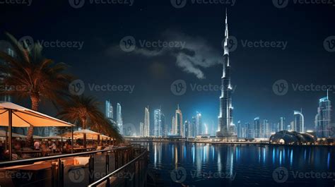 Night view of The Burj Khalifa. Generative AI 32977219 Stock Photo at Vecteezy