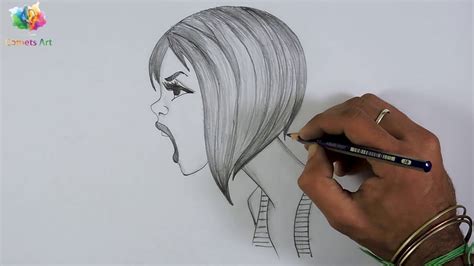 How to draw a girl Shouting [ Step by Step ] How to Draw a Screaming Girl - YouTube