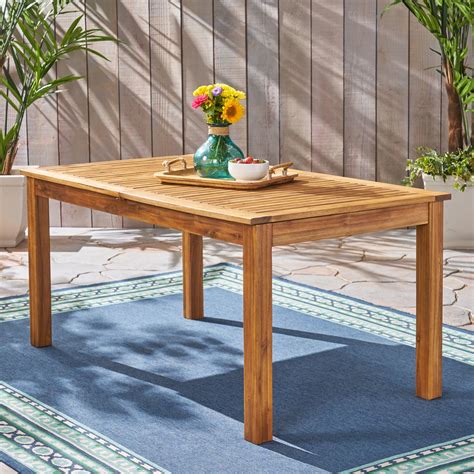 Eric Outdoor Expandable Acacia Wood Dining Table, Natural Finish - Walmart.com