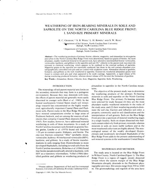 (PDF) Weathering of IronBearing Minerals in Soils and Saprolite on the North Carolina Blue Ridge ...