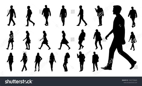 Vector Collection Walking People Silhouettes Stock Vector (Royalty Free) 1043759665 | Shutterstock