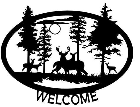 Deer Scene Welcome Sign Svg Dxf File Only Plasma Cut Ready - Etsy