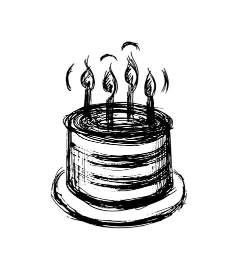 cake sketch with candles. careless drawing art. 23783071 Vector Art at Vecteezy