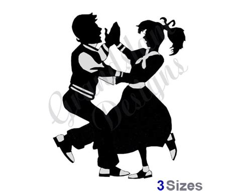 Jitterbug Dance Silhouette Machine Embroidery Design | Etsy