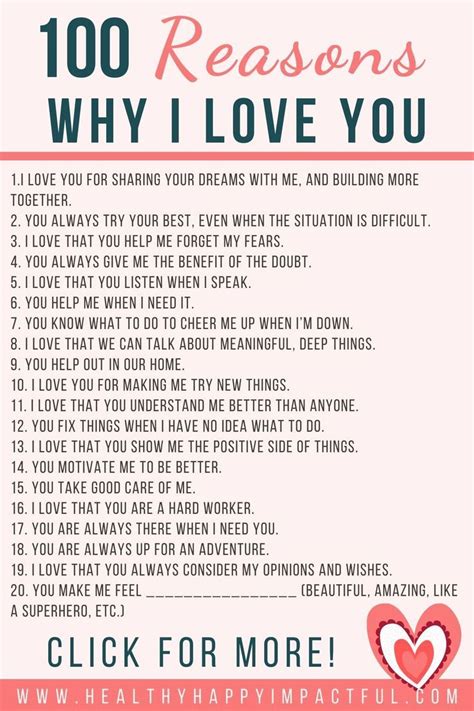 200 Reasons Why I Love You List For Adults & Kids (Free Printable) | Reasons why i love you, Why ...