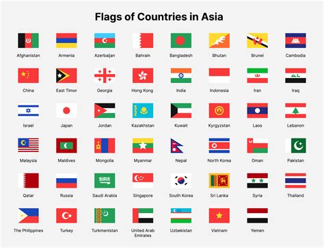 Asia countries flags. Rectangle flags of countries in Asia. 13709784 Vector Art at Vecteezy