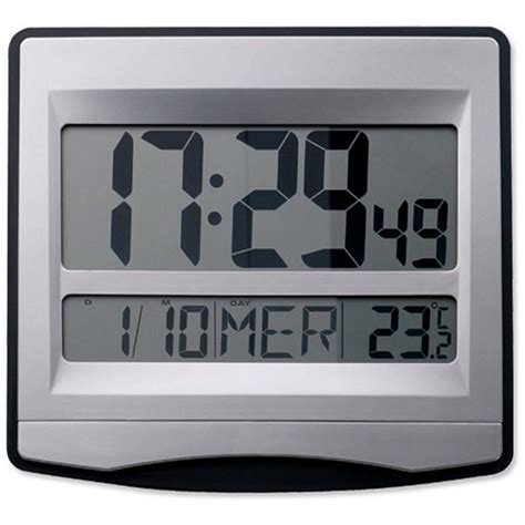 Alba LCDtime Clock Digital 12 or 24-hour Display Radio Controlled W235xD28xH222mm Silver