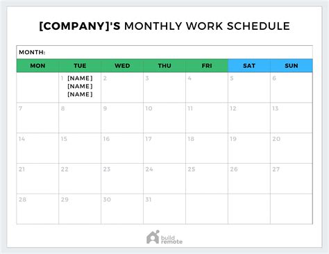 Blank Weekly Employee Schedule Template