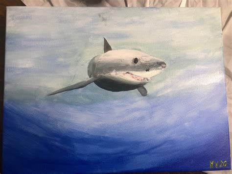 Great White, acrylic, me : sharks