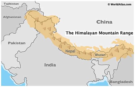 World Map Himalayan Mountains Location