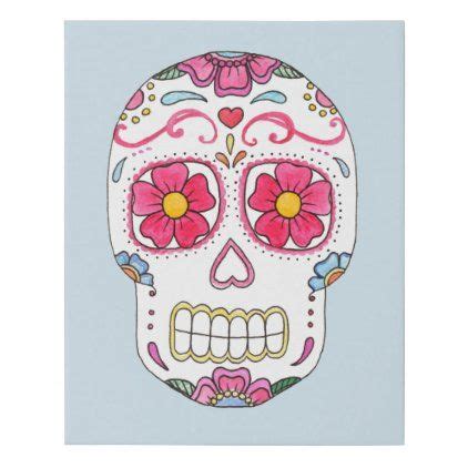 Pink Flower Sugar Skull Faux Canvas Print | Zazzle.com | Sugar skull drawing, Easy canvas art ...