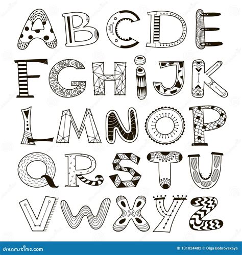 Doodle Vector Alphabet, Letters Set Stock Vector - Illustration of background, drawing: 131024482