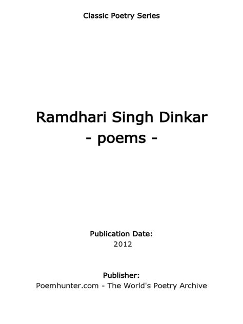 Ramdhari Singh Dinkar Great Poems | PDF | Indian Literature | Poetry