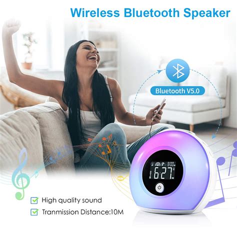 LED Wake-up Light Sunrise Alarm Clock Bedside Night Lamp Bluetooth Music Speaker 713838622060 | eBay