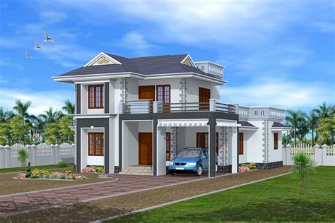 3D exterior Design Kerala house