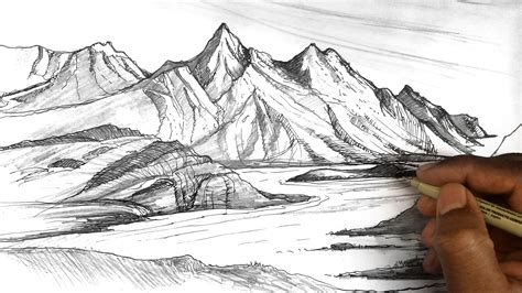 Mountain Landscape Drawing at GetDrawings | Free download