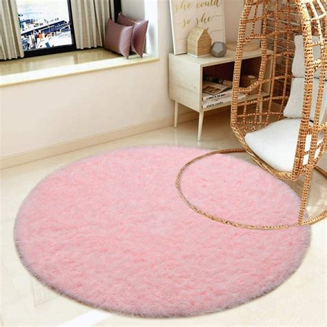 LOCHAS Luxury Round Fluffy Area Rugs for Bedroom Kids Nursery Rug Super Soft Living Room Home ...