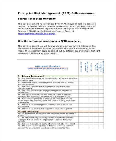 Enterprise Risk Assessment Template