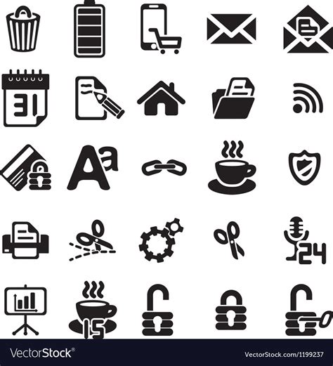 Black business icons set on white Royalty Free Vector Image